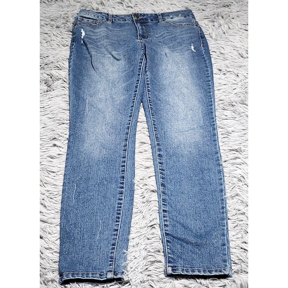 D Jeans Womens Size‎ 6 30x29 Blue Mid Rise Skinny Stretch Distressed Denim D. - Picture 1 of 15